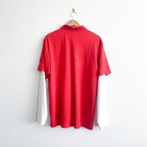 IZOD Extreme Function Golf Polo Double Sleeves Red White Men's Large - Picture 2 of 8